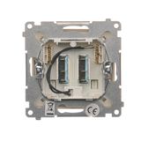 Double socket outlet without earthing, with shutters, Inox, metallized, 16A