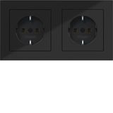 WCD RA 2V (duo box), cover frame, operated, single-piece, A.1 night black glass