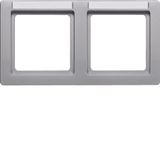 Frame 2gang with labelling field horizontal Q.1 alu velvety, lacquered