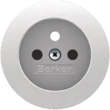 Center piece for socket with ground pin with touch protection, Berker R.1/R.3, white, gloss
