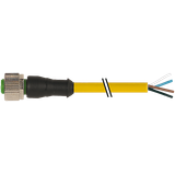 M12 female 0° A-cod. with cable PUR 4x0.34 ye 8.5m