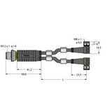 2-Way Splitter Y-Splitter with Cable, Male M12 × 1 - 2x Female M8 × 1   VBRS4.4-2PKW3M-0.3/0.3/TEL