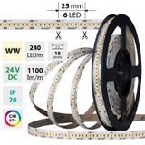 LED strip SMD2835 WW, 240LED/m, 14,4W/m, DC 24V, 1100lm/m, CRI97, IP20, 10mm, 5m