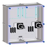 Switch enclosure prepared for 2 NZM1 MCCB 4P