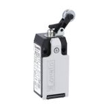 Limit switch, K series, roller side push lever, 1 bottom cable entry. Dimensions to EN 50047, metal body, contacts 1NO+2NC slow action. Metal roller