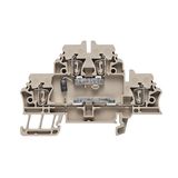 Z-series, Component terminal, Double-tier terminal, Rated cross-section: 2.5 mm², Tension-clamp connection, dark beige