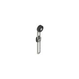 Adjustable length straight metal revolving lever with technopolymer roller ? 20 mm, with external metallic parts in stainless steel