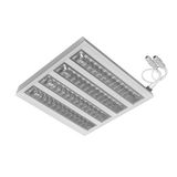 MODUS CR5000, IP65, recessed into raster 600, square A, clear cover + 4x mat Al louvre, antibacterial surface, LED 840