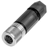 Round plug (field customisable), M8, A, PUSH IN, Number of poles: 4, I