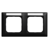1732 NSK-915 Cover frame with labelling field, horizontal with label space 2-gang black matt - Busch-balance SI