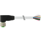 M12 female 90° A-cod. with cable PUR 12x0.25 gy UL/CSA+drag ch. 0.5m