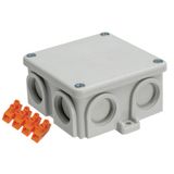K76, bakelite junction box, colour-grey, with terminal 4x6mm², IP54, 500V, 7 entrances