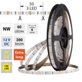 LED strip SMD2835 NW, 60LED/m, 4,8W/m, DC 12V, 390lm/m, CRI90, IP54, 8mm, 5m