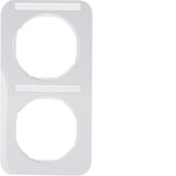 Frame 2gang vert., lab. field, R.1, p. white glossy