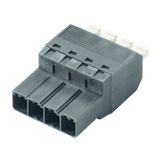 PCB plug-in connector, male plug, 7.62 mm, Number of poles: 4, 180°, PUSH IN with actuator, Clamping range, max. : 6 mm², Box