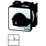 T0-1-15511/E ON-OFF button, T0, 20 A, flush mounting, 1 contact unit(s), Contacts: 2, Spring-return in START position, 90 °, maintained, With 0 (Off) position, Wit