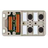 Hood distributor lower part, IDC, M12, 30 V, A-coded, LED: Yes, LED initiator: Yes, Wiring type: PNP
