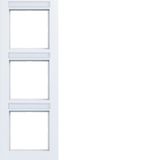 Cover frame 3-way vertical, text field, A.1, light white matte