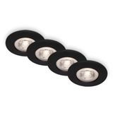 LED recessed spots, black-matt, 4xLED-platine/4,9W