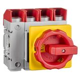 Main emergency stop switch, 4-pole, 4 mounting holes, 125A