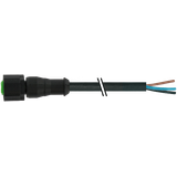 M12 female 0° B-cod. with cable Lite PUR 4x0.34 bk UL/CSA+drag ch. 15m