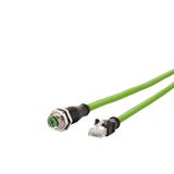 M12 Industrial Ethernet cable, X-coded, 2.0 m, M12 jack straight - RJ4