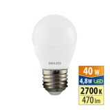 LED drop bulb 4.8W, E27, 2700K, CRI80, vit. angle 200°, 360° 470lm