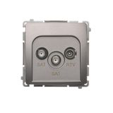 SAT-SAT-RTV double aerial socket, atten.: 1dB, Inox, metallized