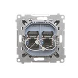 Cover for double socket with earthing - for Nature frames, Silver matt, metalic