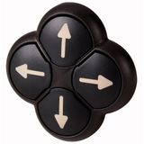 M22S-DI4-S-X7 Position pushbutton, RMQ-Titan, Actuators non-flush, momentary, 4-fold, opposing pushbuttons mechanically interlocked, Bezel: black, arrow up