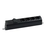 Expanded power strip set: 4x250V type E + 2xRJ45 plate with Keystone mounting., screw; black