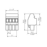 PCB plug-in connector, female plug, 5.08 mm, Number of poles: 5, 270°, Clamping yoke connection, Clamping range, max. : 3.31 mm², Box