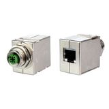 M12 Panel feed through adapters, D-coded, to RJ45  - straight