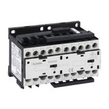 Reversing contactor assembly, AC coil, external interlock with power and auxiliary wiring, 9A AC3 in AC, 4kW. Coil voltage 48VAC 50/60Hz