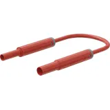 Safety measuring lead with (4 mm lamella plug, straight) to (4 mm socket, straight), 2 m, red, silicone, 1.0 mm², CAT IV, 66.1045-20022