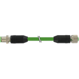 M12 male 0° / M12 female 0° D-cod. shielded PUR 1x4xAWG22 shielded gn 