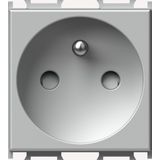 Socket with grounding contact and child protection, 16 A, silver.