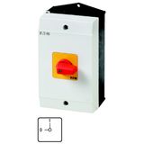 P1-25/I2-RT/N On-Off switch, P1, 25 A, surface mounting, 3 pole + N, Emergency switching off function, with red thumb grip and yellow front plate