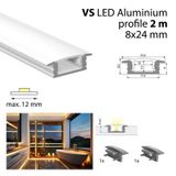 Built-in aluminum profile VS 2m White diffuser, 2x end cap
