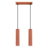 HANGING LAMP WITH TWO HANGINGS, RED LAMPSHADES, CARBON SERIES
