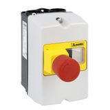 Surface mount enclosure IP65 (4X) for SM1P... width 80mm. With button for emergency stop