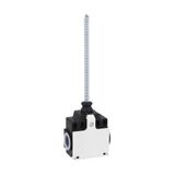 Limit switch, K series, wobble stick, omnidirectional, 2 side cable entry. Dimensions compatible to EN 50047, plastic body, contacts 1NO+1NC snap action. Flexible rod