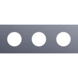 Threefold faceplate, 71 mm centre distance, for 3 socket outlets, Niko Rocker and Niko Toggle, alu blue grey brushed