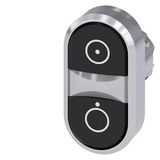 Twin pushbutton, 22 mm, round, metal, high gloss, black: Symbol 5264, black