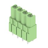 PCB plug-in connector, female header, closed side, THT solder connection, 5.08 mm, Number of poles: 4, 180°, Solder pin length (l): 3.2 mm, tinned, Pale green, Box