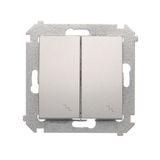 Double two-way switch, (module), 10AX, Screw, Silver matt, metalic
