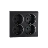 OUTLET SURFACE MOUNTED 4XS W/EARTH BLACK 6-PACK
