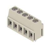 Printed circuit board terminals, 5.00 mm, Number of poles: 5, 90°, Solder pin length (l): 3.5 mm, tinned, Pebble grey, Clamping yoke connection, Clamping range, max. : 2.5 mm², Box