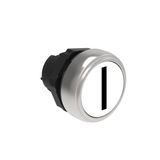 Pushbutton actuator, spring return, with symbol Ø22mm Platinum series chromed plastic, flush, I/White