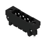 PCB plug-in connector, male header, Solder flange, THT/THR solder connection, 5.08 mm, Number of poles: 4, 180°, Solder pin length (l): 1.5 mm, tinned, black, Box